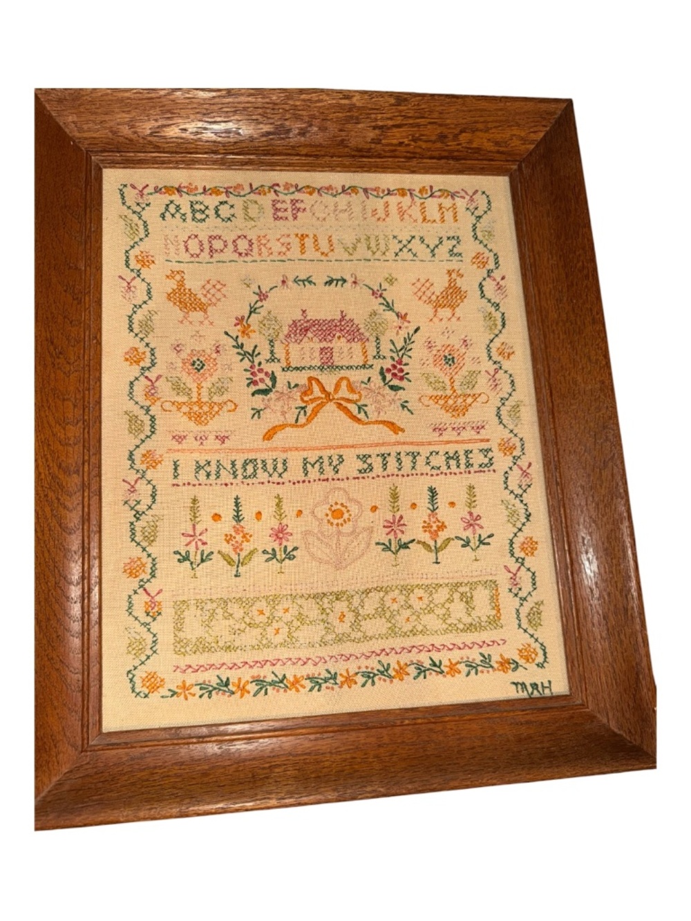 VTG Cross Stitch Sanpler Framed